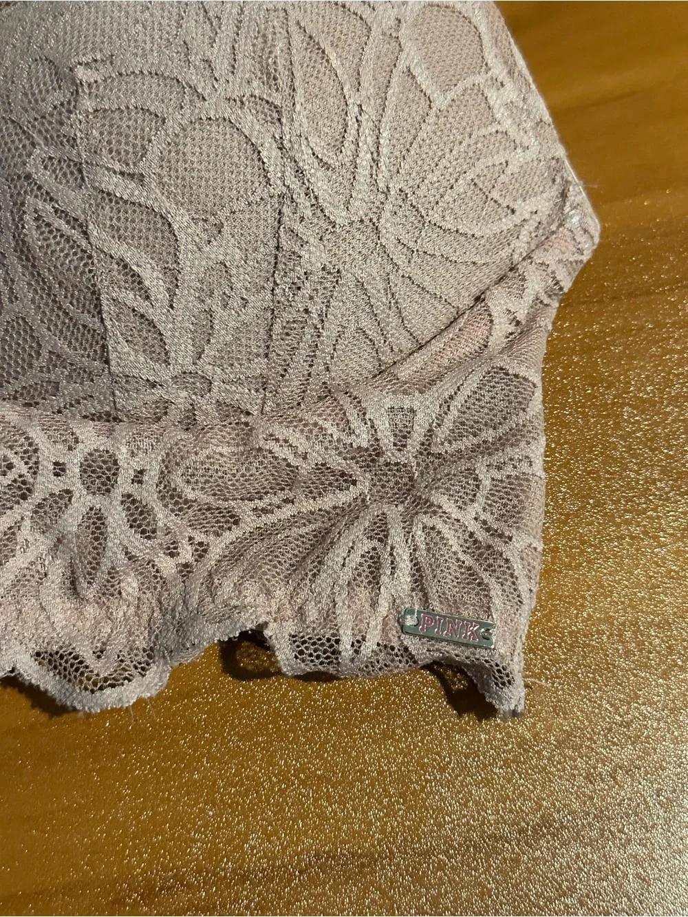 PINK Victoria's Secret Lace Longline Bralette XS Mauve Pink V-Wire Racerback